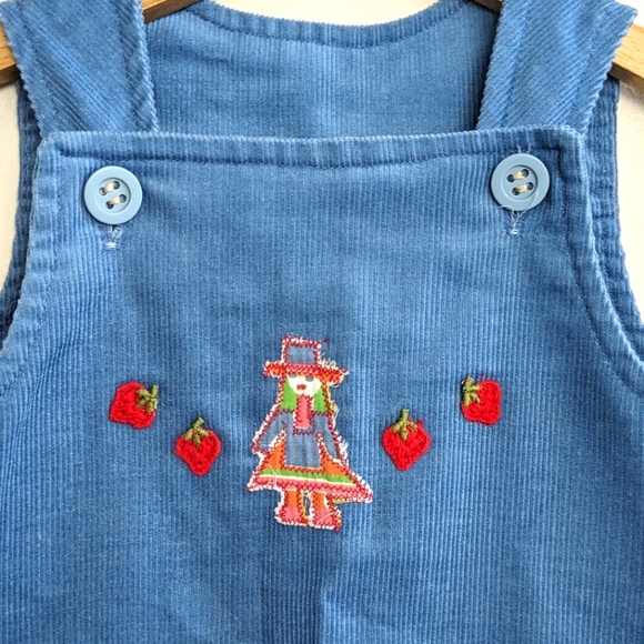 🍓Vtg Corduroy Farm Girl Overall Dress, Embroidered, Size 2T - Picture 2 of 7